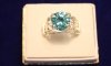 Blue CZ,Ring SS, Size 9